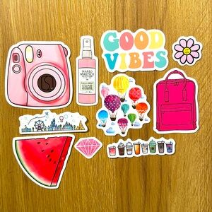 Pink Fun 10 Vinyl Stickers 100% Waterproof